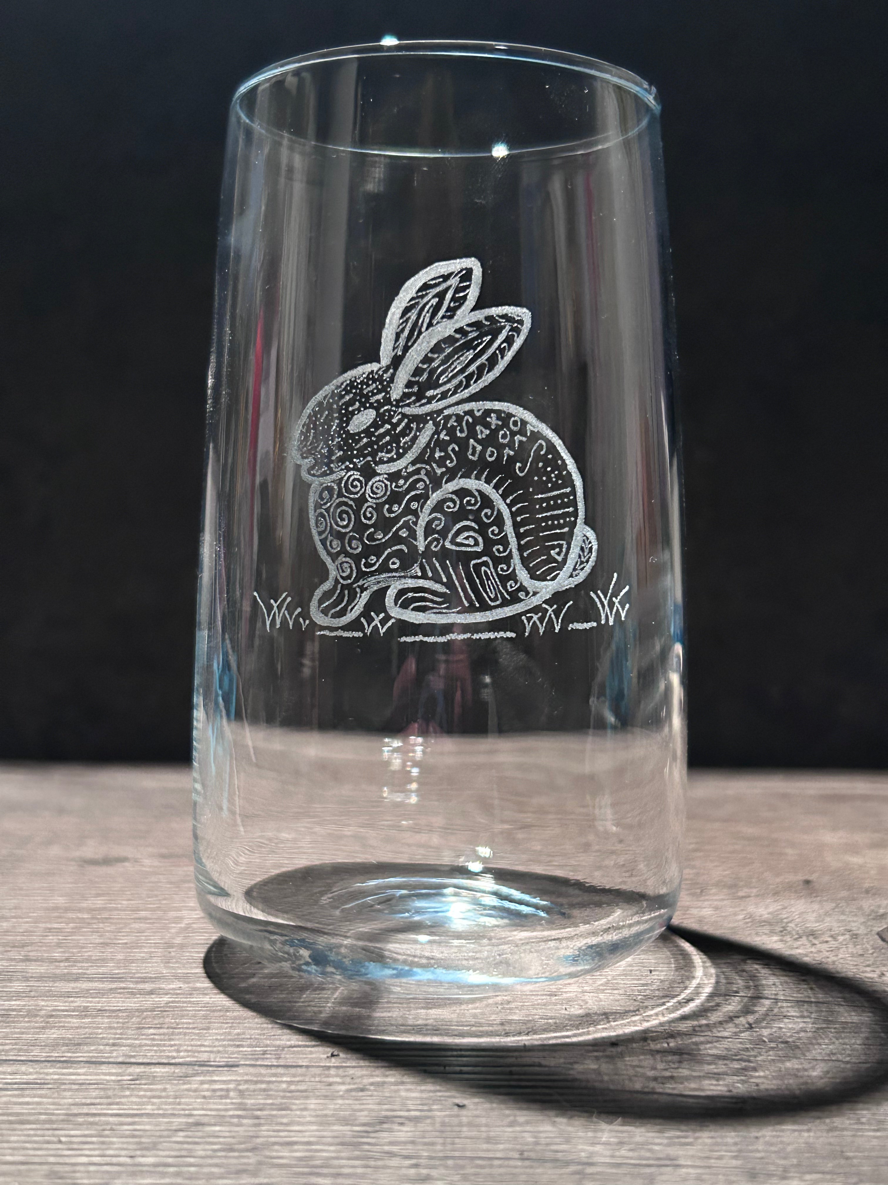 Patterned Bunny Highball glass