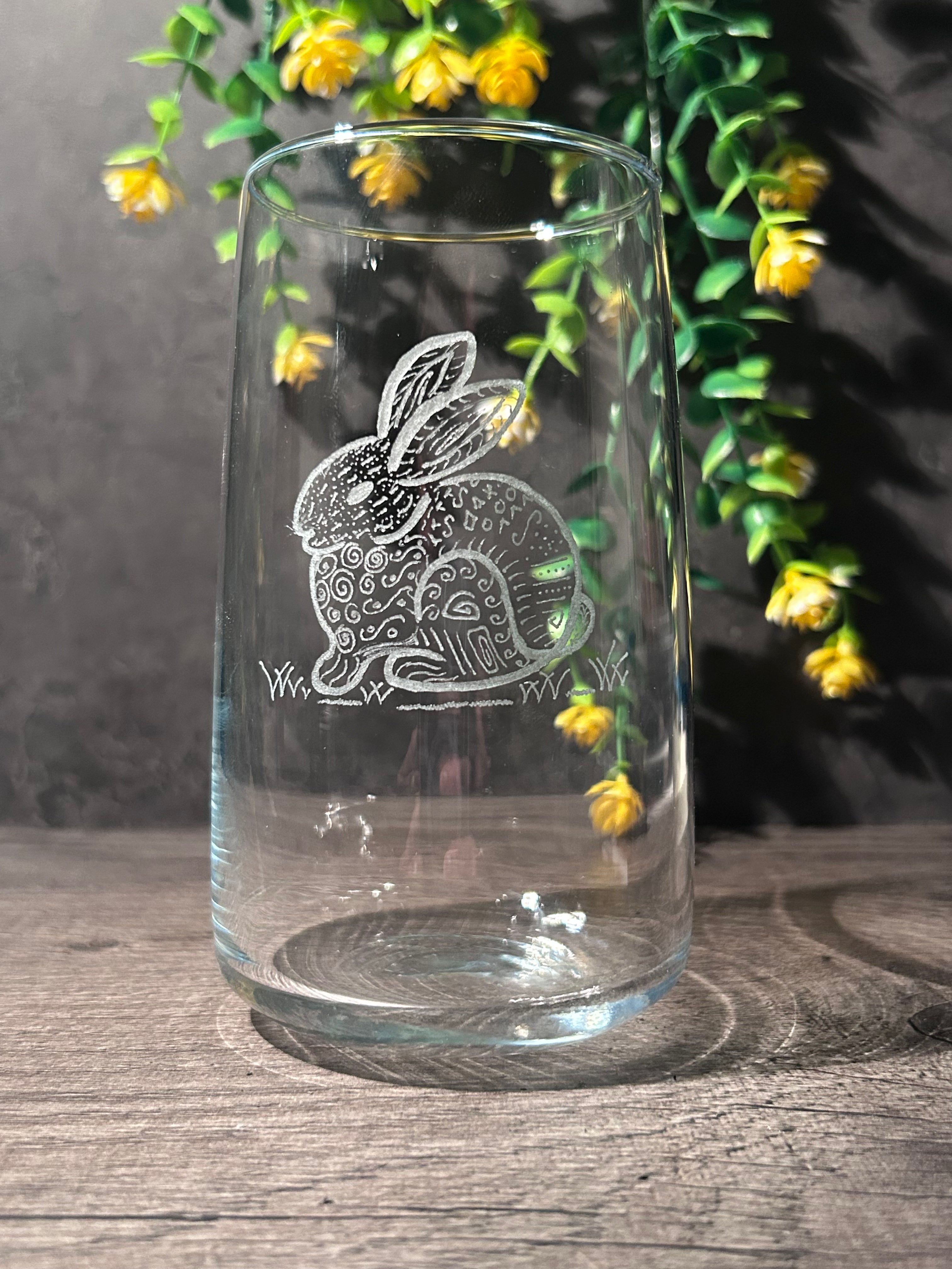 Patterned Bunny Highball glass