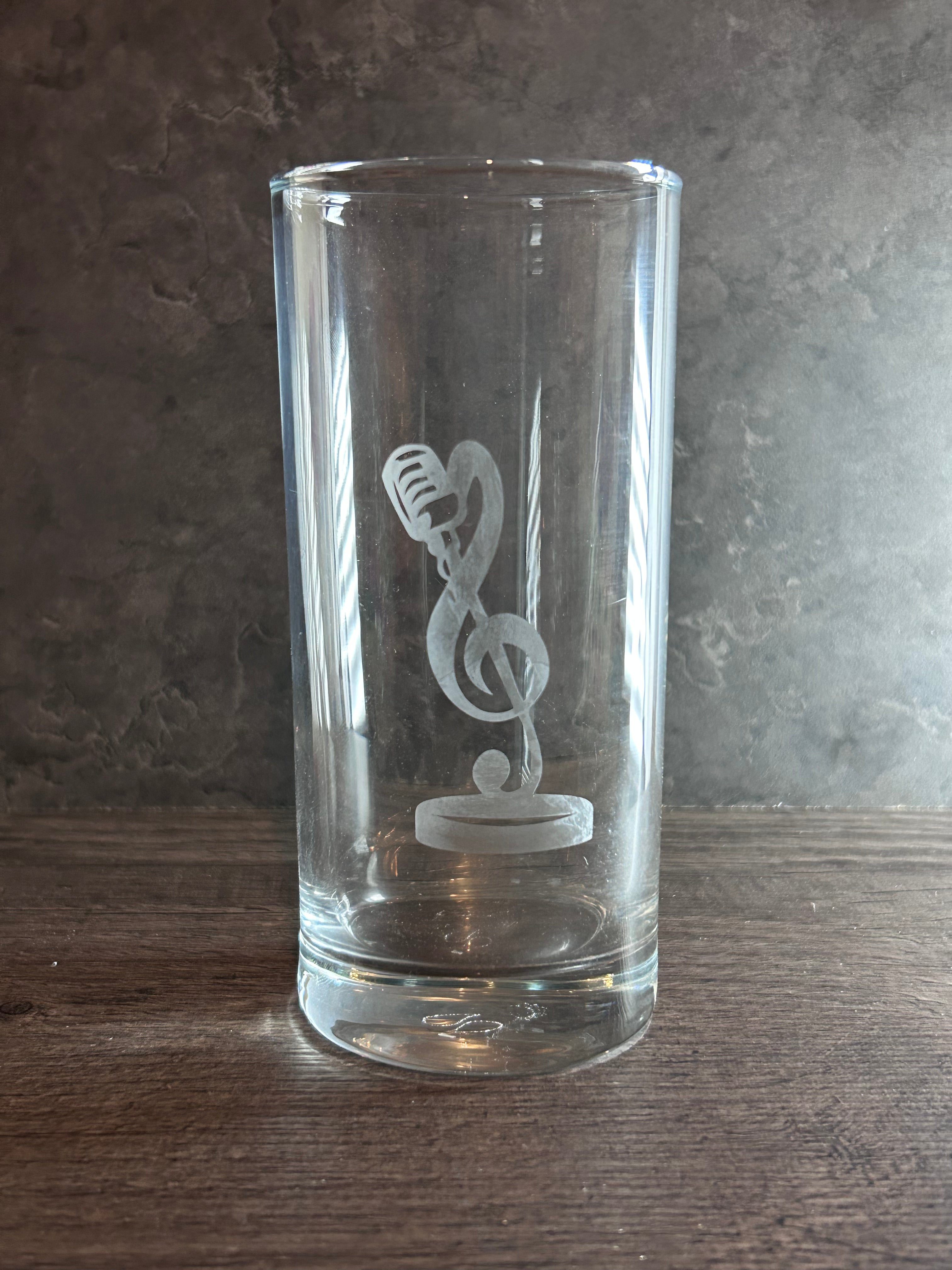 Music Note And microphone Highball Glass